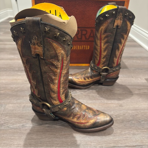 Corral Star Stud Embroid 13” Black Orix Overlay Cowboy Leather Boot C3945 - Picture 2 of 13